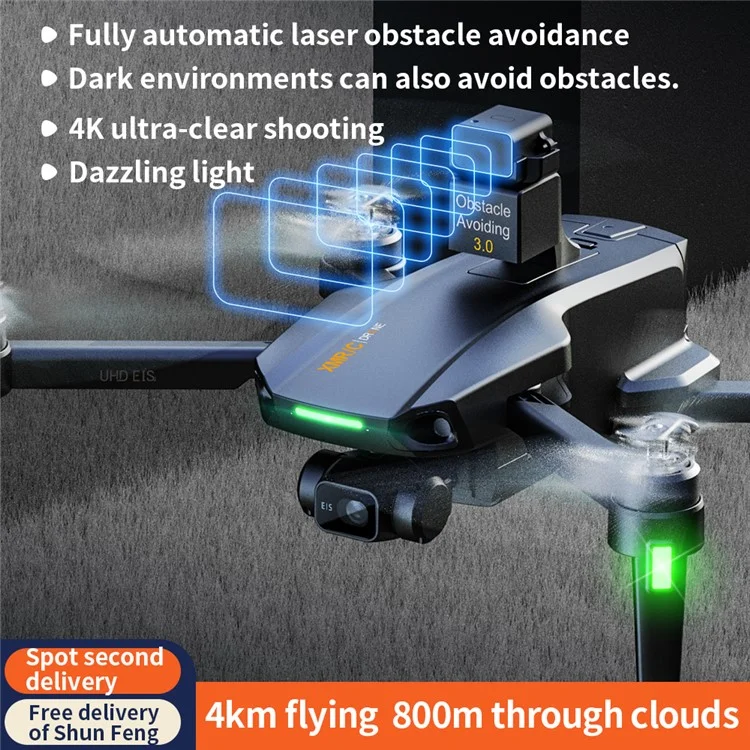 XMR / C M10 Ultra S+ RC Drone 4K HD Digital Image Transmission Obstacle Avoidance Quadcopter with 2 Batteries