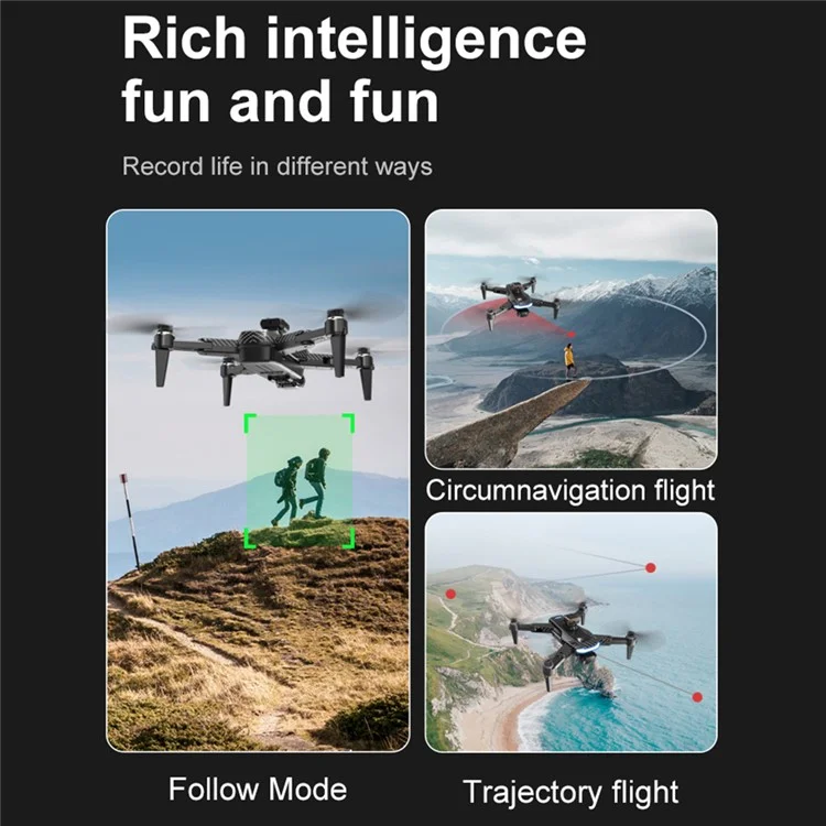 P17 (Pro) Drone de Retorno com Tecla Única HD Câmera Dupla RC Quadcopter (Motor Brushless+GPS Retorno Automático+5 Vias de Desvio de Obstáculos), com 2 Baterias - Preto
