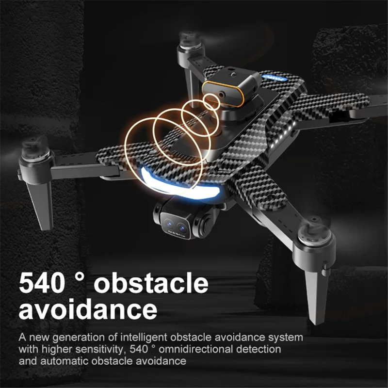 P17 (Pro) HD Dual Camera Quadcopter RC Drone (Brushless Motor+Optical Flow Positioning+ESC 4 Lens+5-way Obstacle Avoidance), with 1 Battery - Black