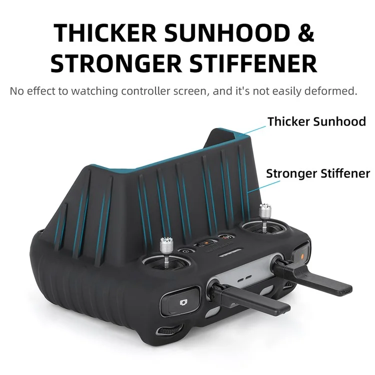 SUNNYLIFE BHT678 Silicone Case with Sunhood for DJI RC 2 Controller Anti-scratch Protective Cover - Black