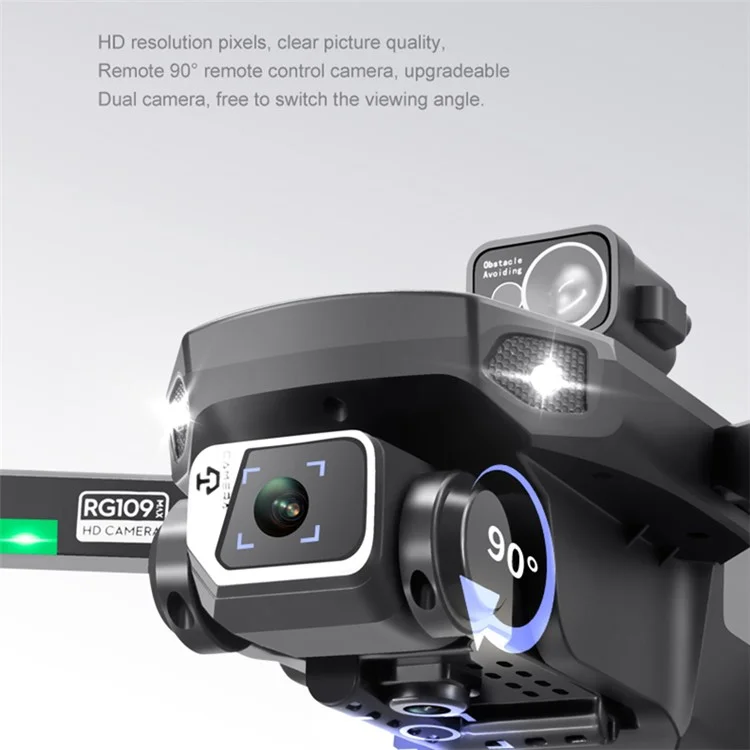 PJC RG109 MAX HD Dual Camera Brushless RC Aircraft GPS+360 Grad Laser Hindernisvermeider Drohne, 3 Akkus - Schwarz