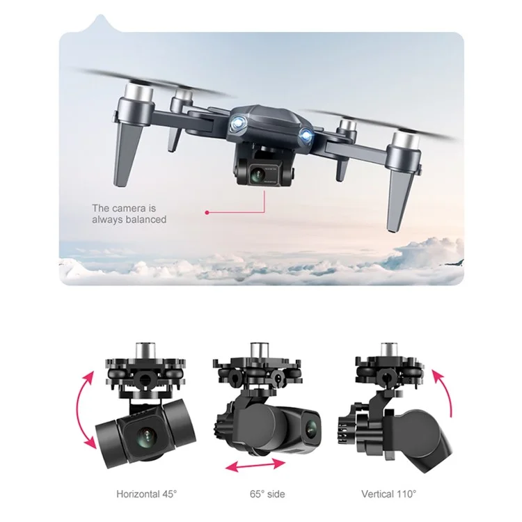 PJC RG106 3-Axis Anti-Shake RC Aircraft Gimbal Brushless GPS HD Dual Camera Folding Drone, 3 Batteries (No Obstacle Avoidance Head) - Azul