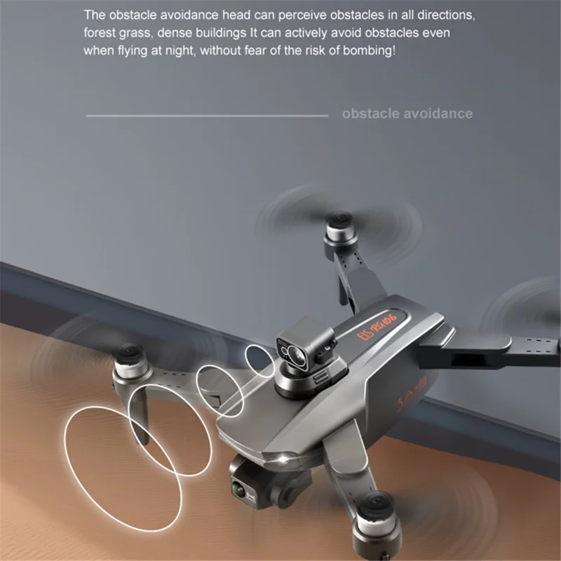 PJC RG106PRO 3-Axis Anti-Shake Gimbal Folding Drone Brushless GPS Obstacle Avoidance HD Dual Camera RC Aircraft, 3 Batteries - Blue