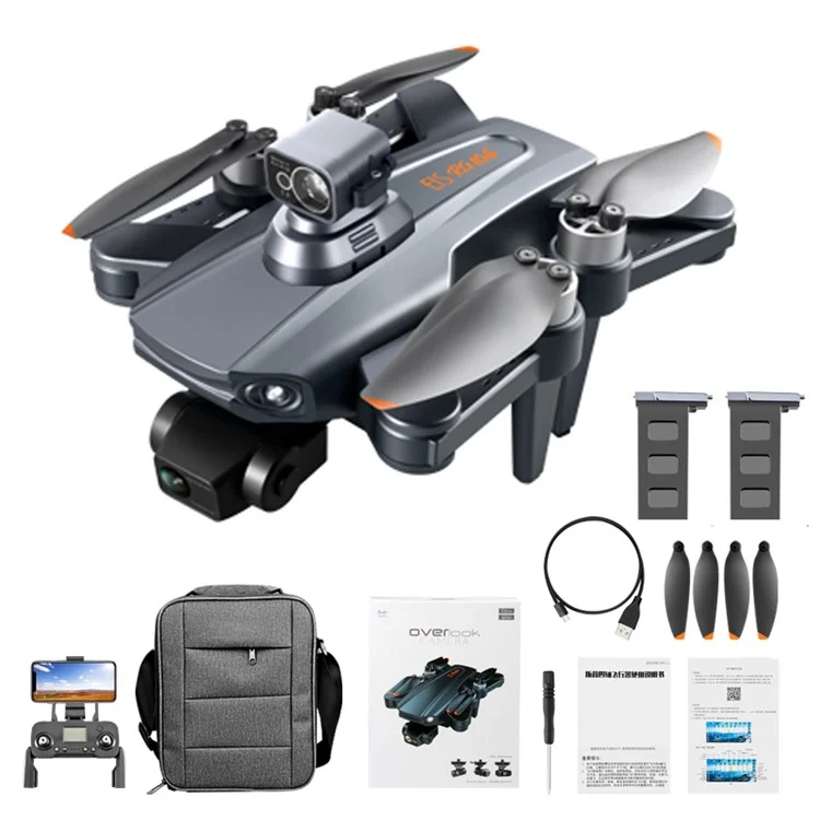 PJC RG106PRO GPS Obstacle Avoidance Brushless RC Drone 3-Axis Anti-Shake Gimbal HD Dual Camera Folding Aircraft, 2 Batteries - Blue