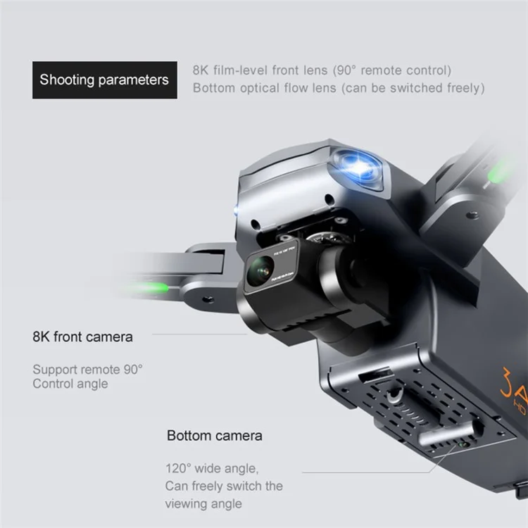 PJC RG106 Anti-Shake 3-Axis Gimbal RC Aircraft Brushless GPS HD Dual Camera Folding Drone, 2 Batterien (Keine Hinderniserkennung) - Orange