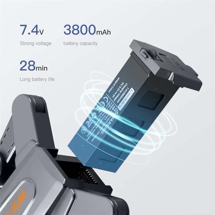 PJC RG106 Anti-Shake 3-Axis Gimbal RC Aircraft Brushless GPS HD Dual Camera Folding Drone, 2 Batterien (Keine Hinderniserkennung) - Orange