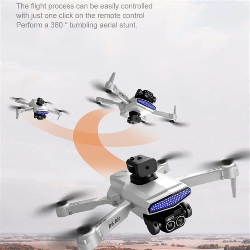 DLRC D6 AIR Dual Camera Quadcopter 5-way Obstacle Avoidance RC Drone (Optical Flow Positioning+ESC+3 Batteries) - Grey