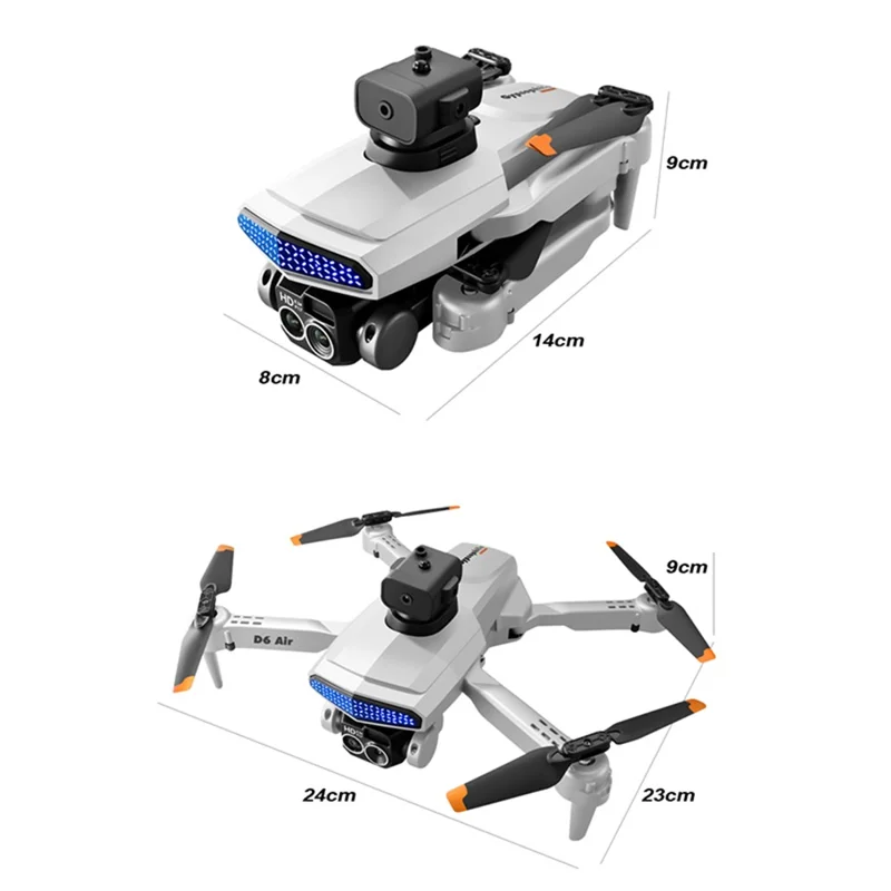 DLRC D6 AIR Dual Camera Quadcopter 5-way Obstacle Avoidance RC Drone (Optical Flow Positioning+ESC+3 Batteries) - Orange