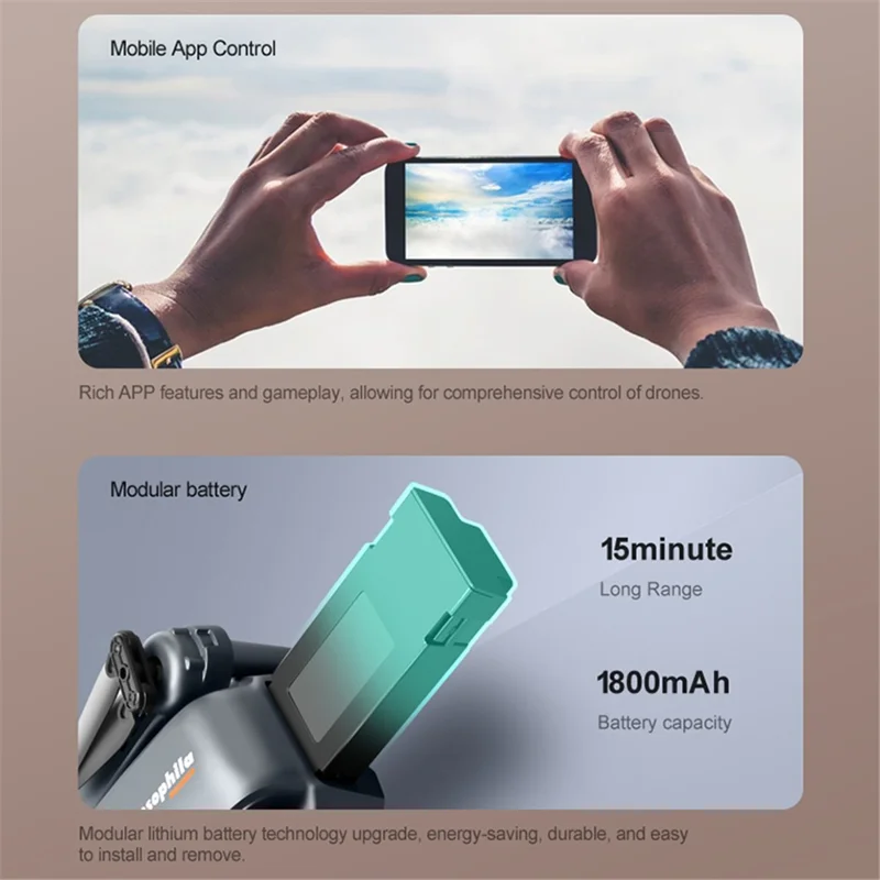 DLRC D6 AIR Folding Drone 5-way Obstacle Avoidance Dual Camera RC Quadcopter (Optical Flow Positioning+ESC+1 Battery) - Orange