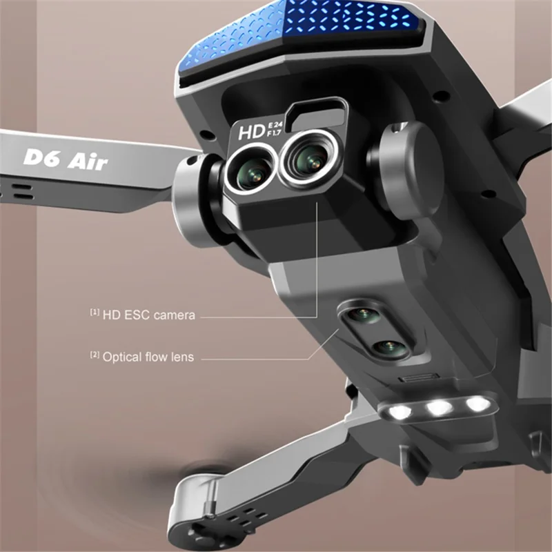 DLRC D6 AIR Folding Drone 5-way Obstacle Avoidance Dual Camera RC Quadcopter (Optical Flow Positioning+ESC+1 Battery) - Orange