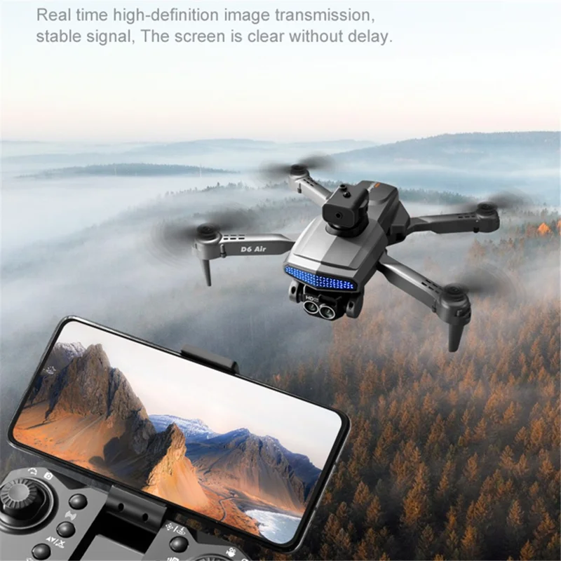 DLRC D6 AIR Folding Drone 5-way Obstacle Avoidance Dual Camera RC Quadcopter (Optical Flow Positioning+ESC+1 Battery) - Orange