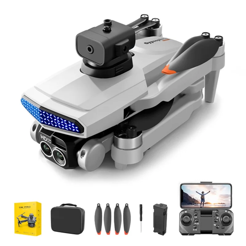 DLRC D6 PRO Brushless RC Quadcopter 5-way Obstacle Avoidance Dual Camera Drone (Optical Flow Positioning+ESC+1 Battery) - Cinza