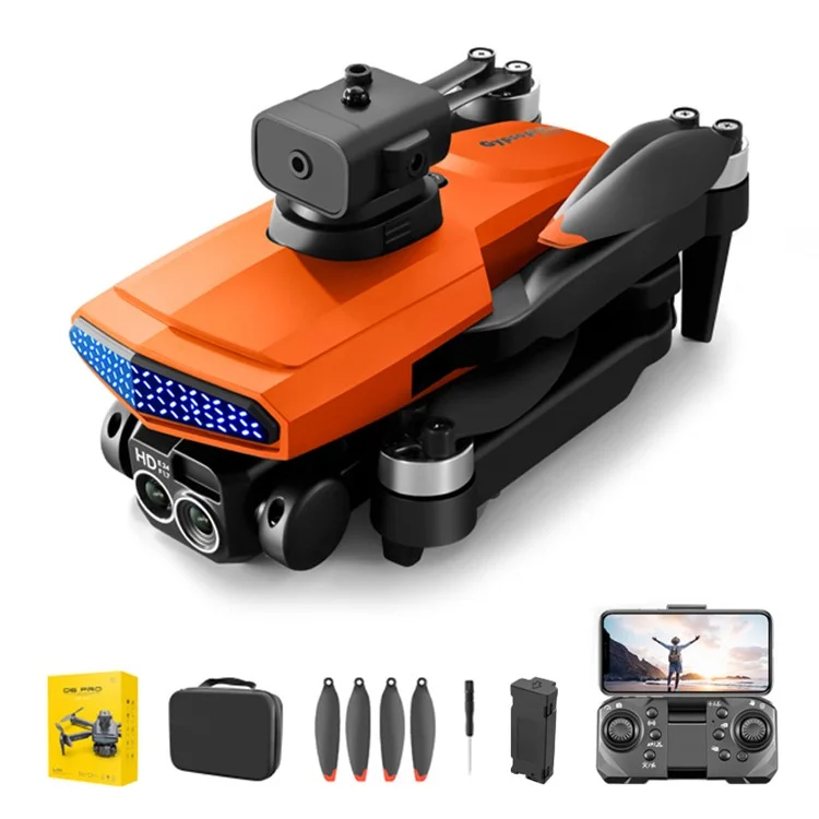 DLRC D6 PRO Бесколлекторный RC квадрокоптер с 5-сторонним избеганием препятствий, двойной камерой дрон (Оптический поток Позиционирование+ESC+1 Батарея) - Оранжевый