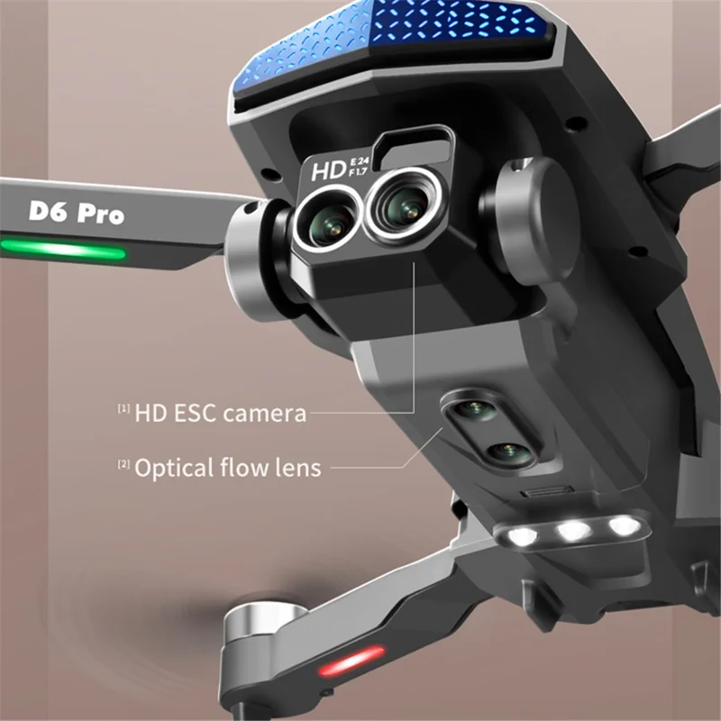 DLRC D6 PRO Brushless Motor RC Drone Dual Camera 5-way Obstacle Avoidance Foldable Quadcopter (Optical Flow Positioning+ESC+2 Batteries) - Grey