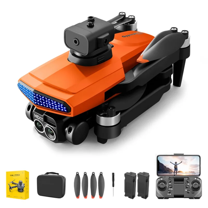 DLRC D6 PRO Brushless Motor RC Drone Dual Camera 5-way Obstacle Avoidance Foldable Quadcopter (Optical Flow Positioning+ESC+2 Baterías) - Naranja