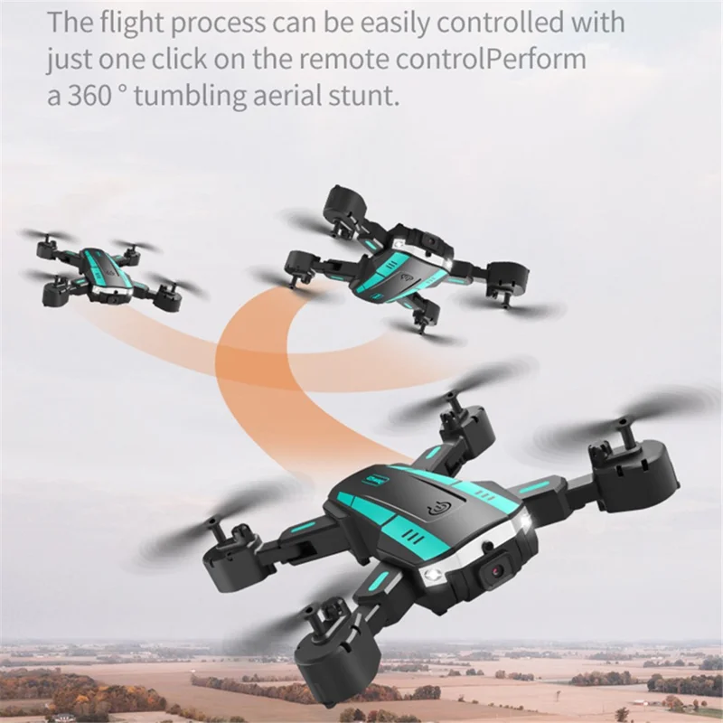 T6 Folding Quadcopter Dual Camera 3-Sided Obstacle Avoidance RC Drone Aircraft with 3 Batteries - Blue