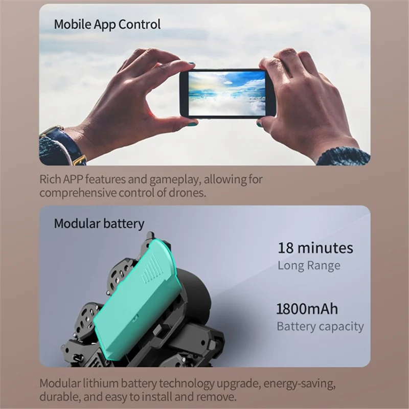 T6 Folding Quadcopter Dual Camera 3-Sided Obstacle Avoidance RC Drone Aircraft with 3 Batteries - Blue