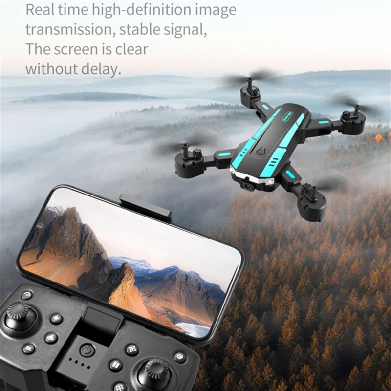 T6 Folding Quadcopter Dual Camera 3-Sided Obstacle Avoidance RC Drone Aircraft with 3 Batteries - Blue