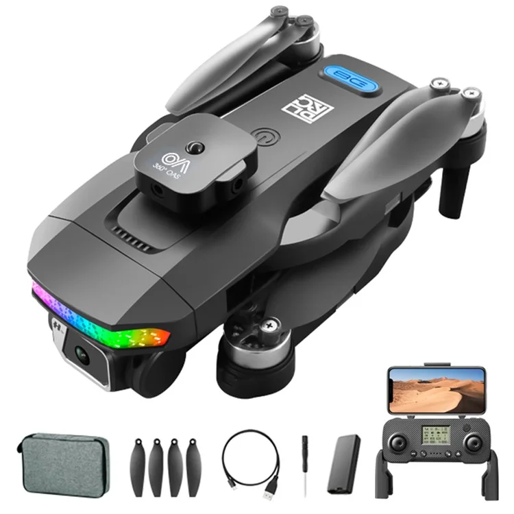 DLRC D8 Pro Billest GPS Drone ESC Camera Dual Quadcopter RC (evitación de Obstáculos de 360 ​​grados+pantalla LCD Rc+led Lamp+1 Batería) - Negro