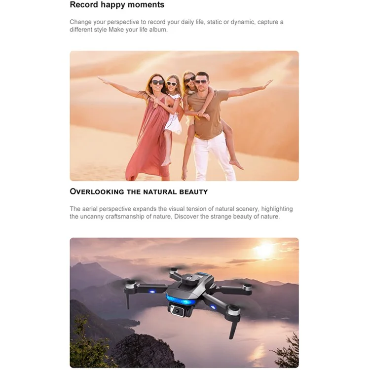DLRC D8 PRO Brushless GPS-Drohne ESC Dual-Kamera-RC-Quadcopter (360-Grad-Hinderniserkennung+RC-LCD-Bildschirm+LED-Lampe+1 Batterie) - Schwarz