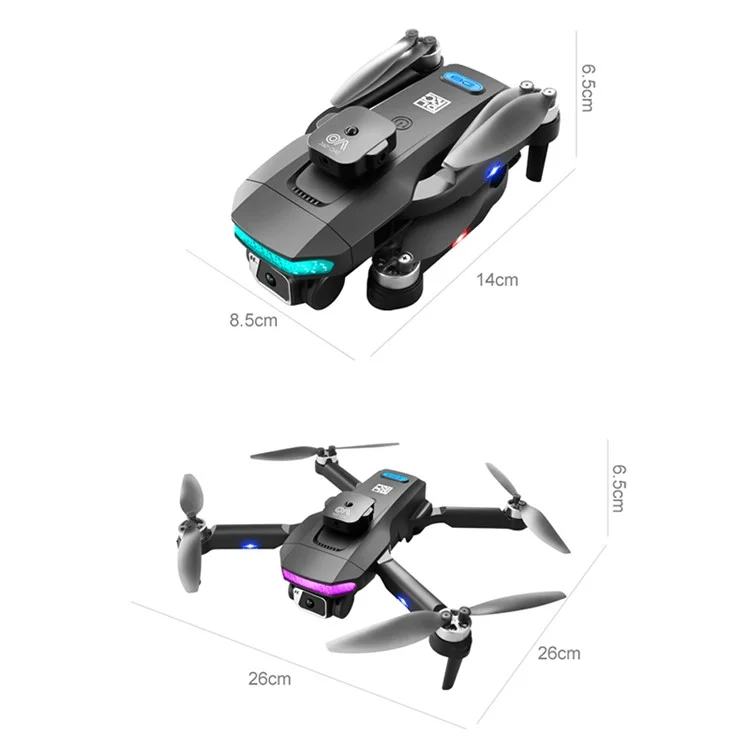 DLRC D8 PRO Brushless GPS-Drohne ESC Dual-Kamera-RC-Quadcopter (360-Grad-Hinderniserkennung+RC-LCD-Bildschirm+LED-Lampe+1 Batterie) - Schwarz
