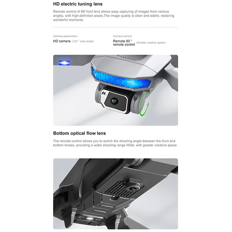 DLRC D8 PRO Brushless GPS Drone ESC Dual Camera RC Quadcopter (360-degree Obstacle Avoidance+RC LCD Screen+LED Lamp+1 Battery) - Grey