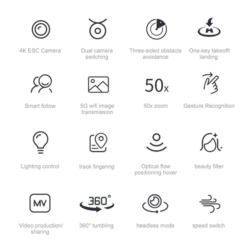 PJC RG107PRO Three-sided Obstacle Avoidance Drone Optical Flow Positioning Dual Camera RC Quadcopter, 2 Batteries - Orange