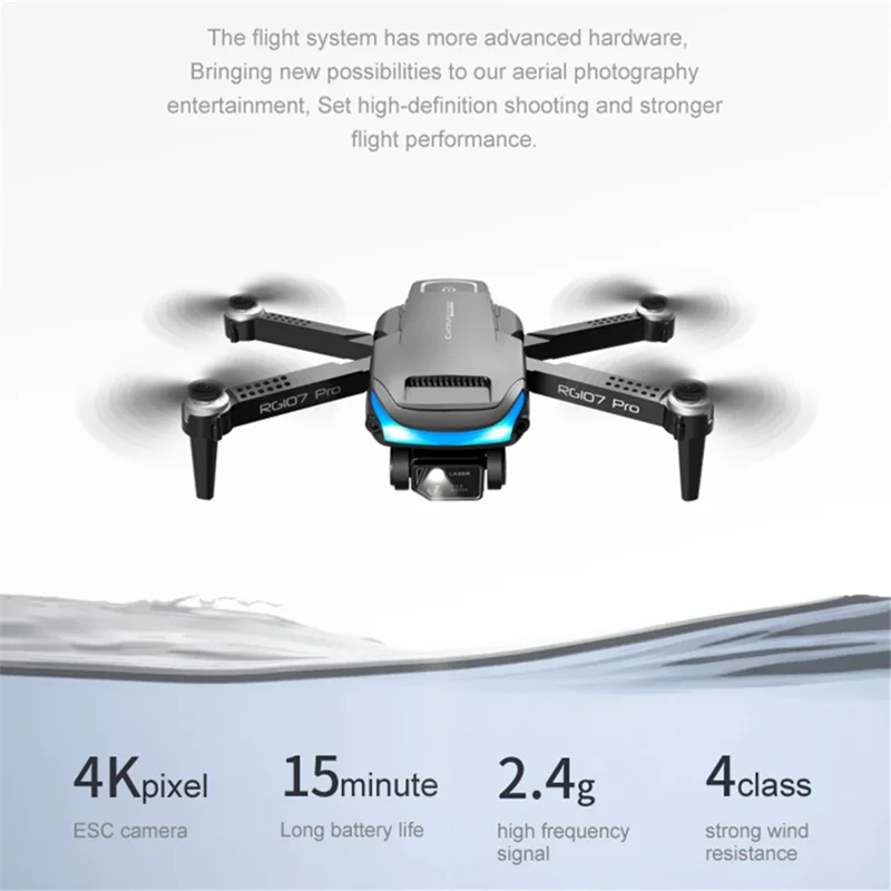 PJC RG107PRO Three-sided Obstacle Avoidance Drone Optical Flow Positioning Dual Camera RC Quadcopter, 2 Batteries - Orange