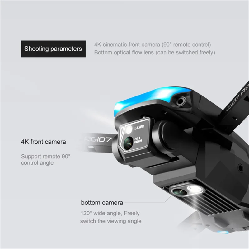 PJC RG107PRO Three-sided Obstacle Avoidance Drone Optical Flow Positioning Dual Camera RC Quadcopter, 2 Batteries - Orange