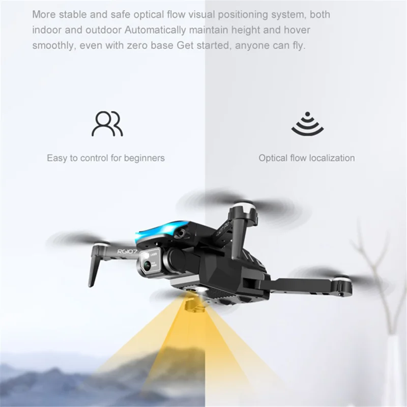 PJC RG107PRO Three-sided Obstacle Avoidance Drone Optical Flow Positioning Dual Camera RC Quadcopter, 2 Batteries - Orange