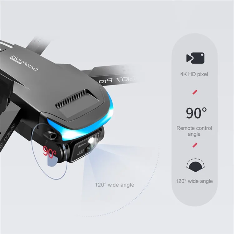 PJC RG107PRO Drone Quadricóptero de Câmera Dupla com Posicionamento Ótico e Evitação de Obstáculos Tripla, 1 Bateria - Preto 