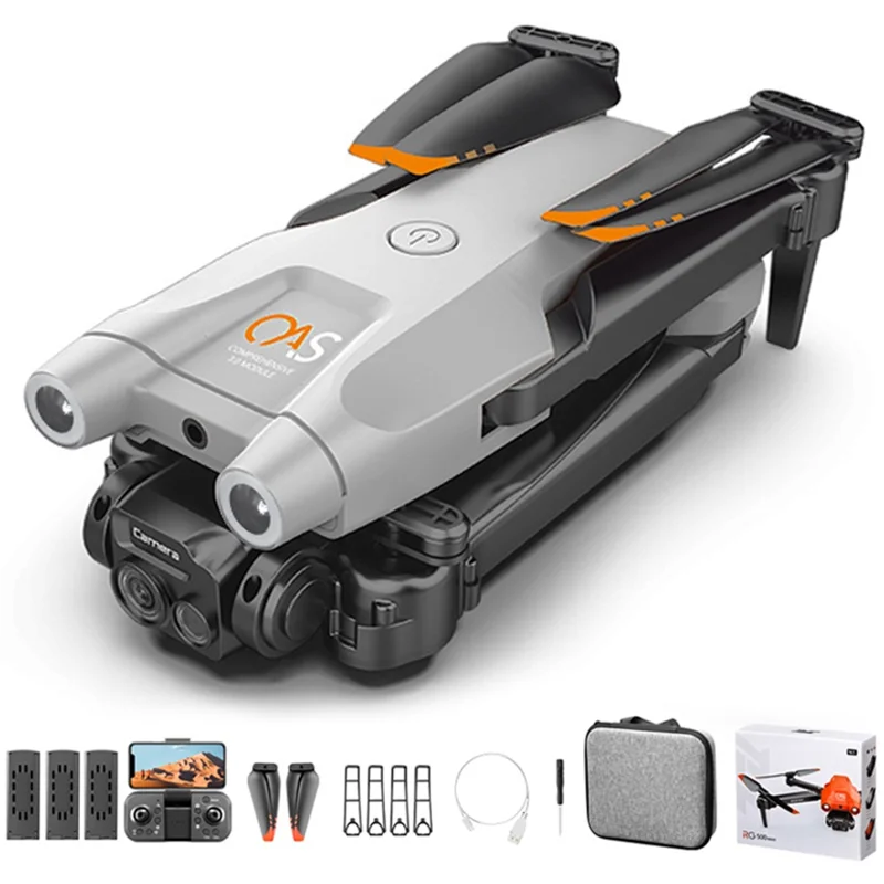 PJC RG500MAX Optical Flow Positioning Drone Aircraft Dual Camera Three-sided Obstacle Avoidance Quadcopter, 3 Batteries - Grey