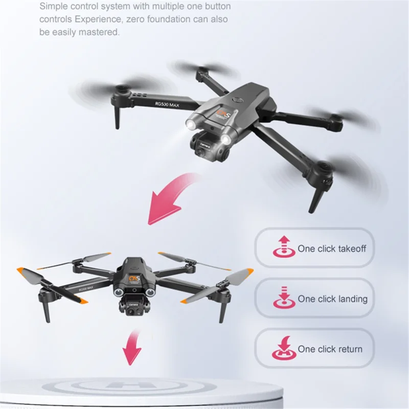 PJC RG500MAX Optical Flow Positioning Drone Aircraft Dual Camera Three-sided Obstacle Avoidance Quadcopter, 3 Batteries - Grey