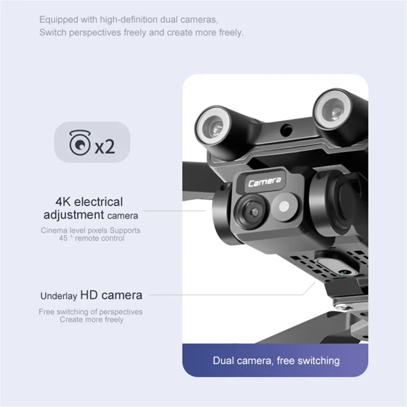 PJC RG500MAX Optical Flow Positioning Drone Aircraft Dual Camera Three-sided Obstacle Avoidance Quadcopter, 3 Batteries - Grey