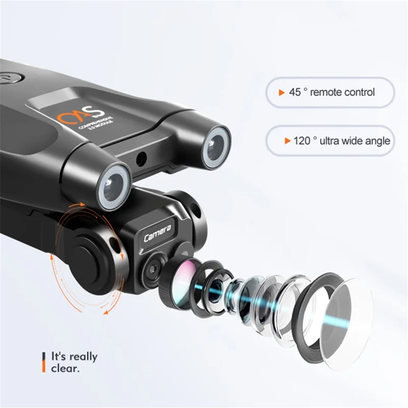 PJC RG500MAX Optical Flow Positioning Drone Aircraft Dual Camera Three-sided Obstacle Avoidance Quadcopter, 3 Batteries - Grey