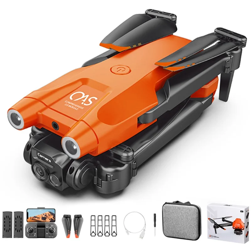 PJC RG500MAX Three-sided Obstacle Avoidance RC Drone Dual Camera Quadcopter with Optical Flow Positioning, 2 Batteries - Orange