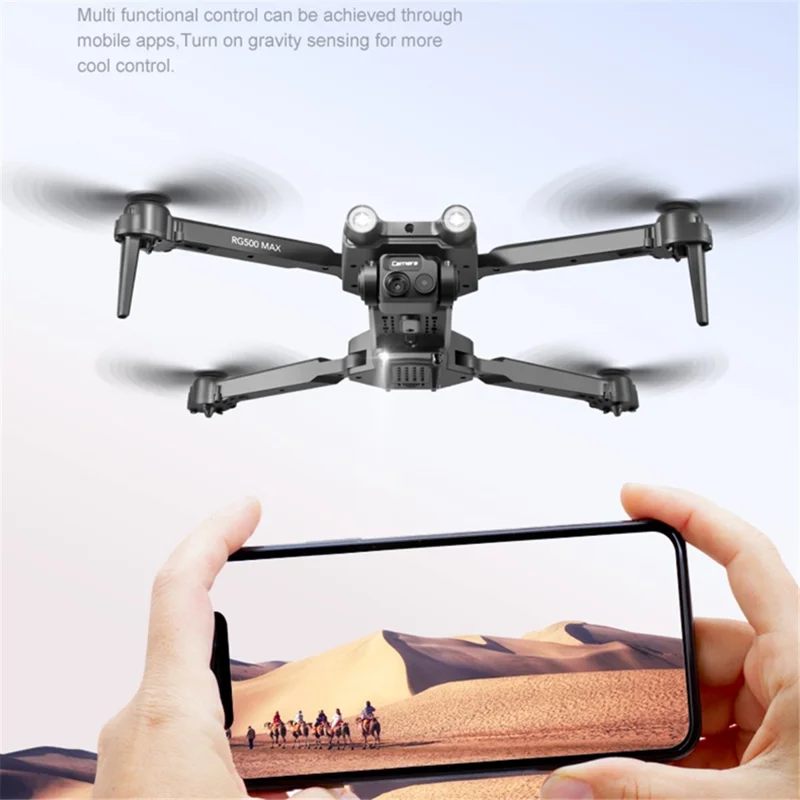 PJC RG500MAX Three-sided Obstacle Avoidance RC Drone Dual Camera Quadcopter with Optical Flow Positioning, 2 Batteries - Orange