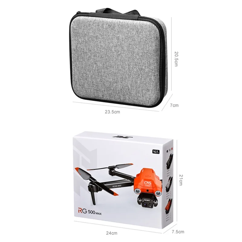 PJC RG500MAX Three-sided Obstacle Avoidance RC Drone Dual Camera Quadcopter with Optical Flow Positioning, 2 Batteries - Orange