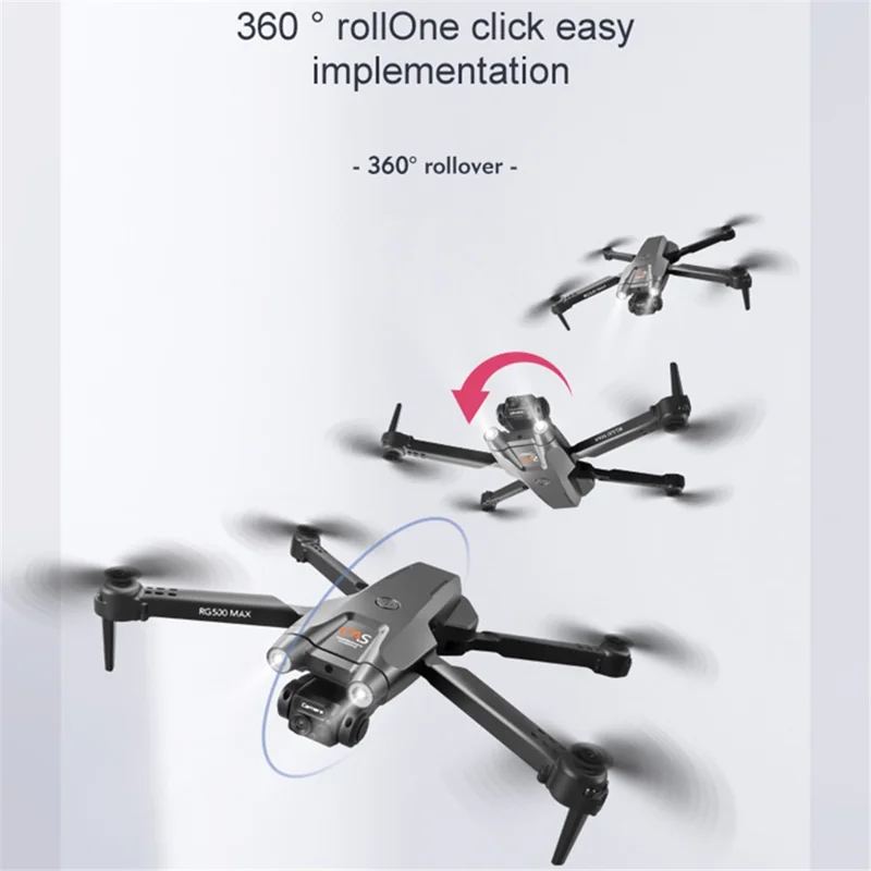 PJC RG500MAX Dual Camera Quadcopter Drone z pozycjonowaniem optycznym i unikaniem przeszkód z trzech stron, 1 bateria - Szary