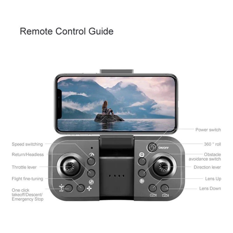 PJC RG500MAX Dual Camera Quadcopter Drone z pozycjonowaniem optycznym i unikaniem przeszkód z trzech stron, 1 bateria - Szary