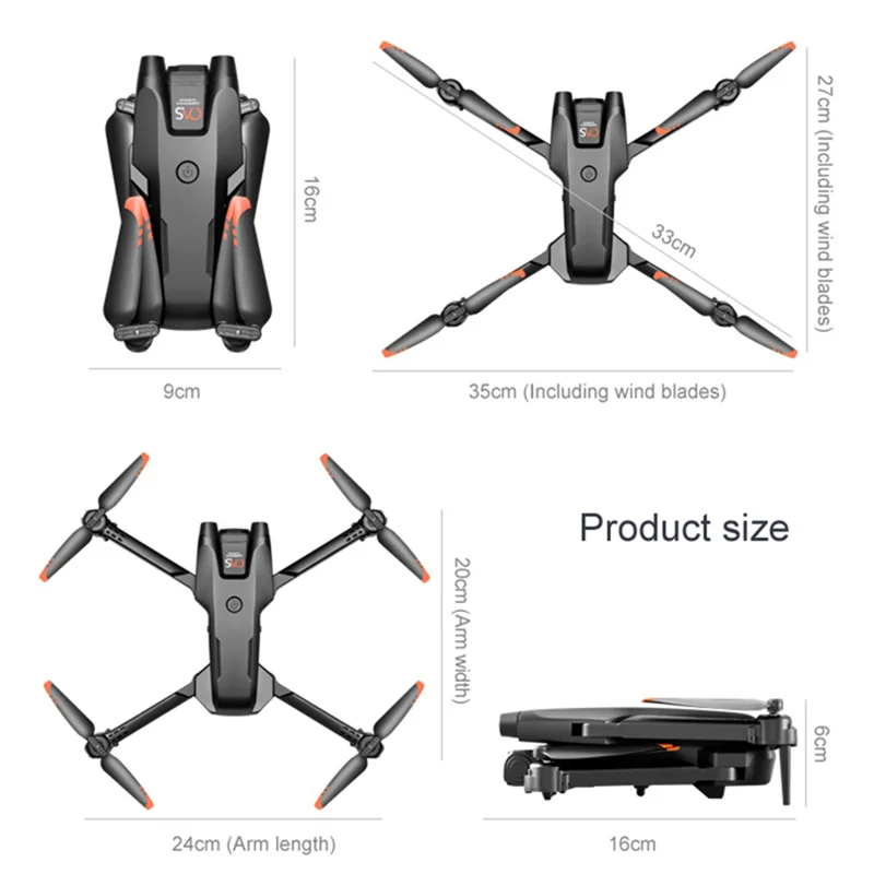 PJC RG500MAX Dual Camera Quadcopter Drone z pozycjonowaniem optycznym i unikaniem przeszkód z trzech stron, 1 bateria - Szary