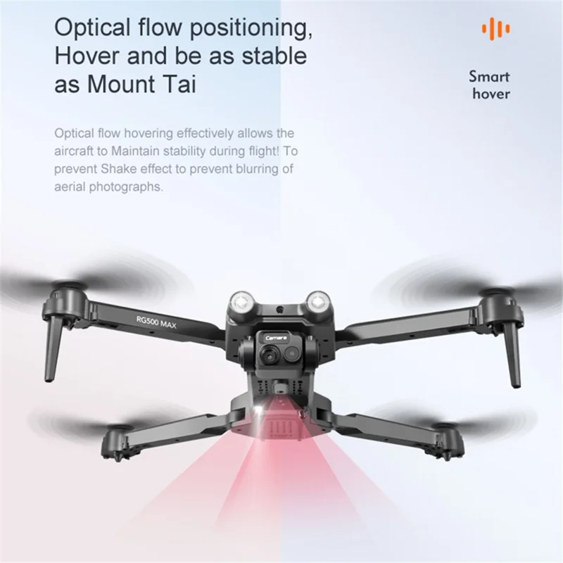 PJC RG500MAX Dual Camera Quadcopter Drone z pozycjonowaniem optycznym i unikaniem przeszkód z trzech stron, 1 bateria - Szary