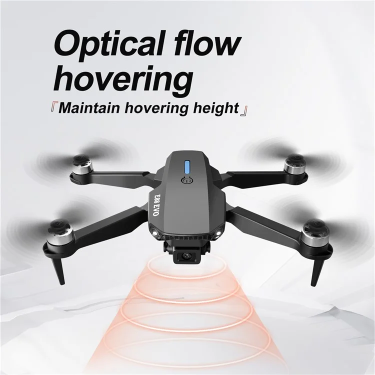E88 EVO Optical Flow Positioning RC Aircraft Dual Camera Folding Brushless Drone, 2 Baterias - Preto