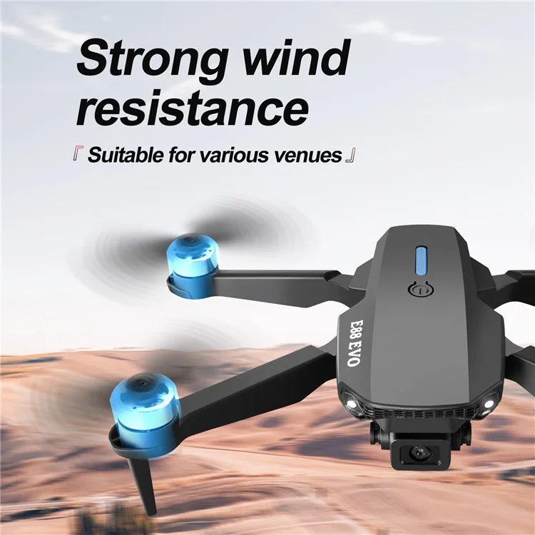 E88 EVO Optical Flow Positioning Brushless Portable Aircraft Dual Camera Folding RC Drone, 1 Bateria - Preto