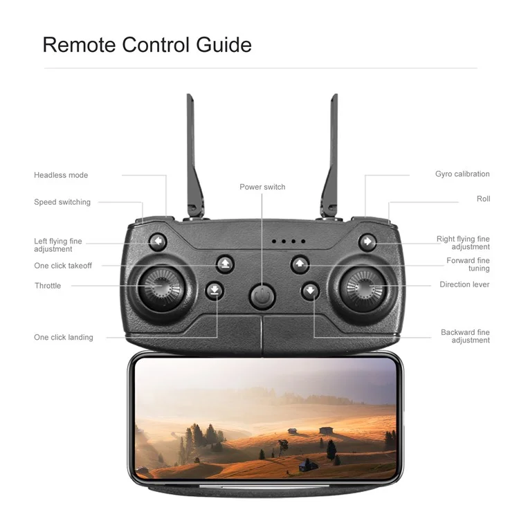 E88 EVO Optical Flow Positioning Brushless Portable Aircraft Dual Camera Folding RC Drone, 1 Bateria - Preto