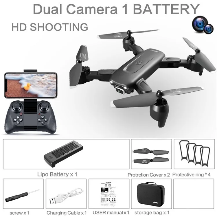 4DRC V12 HD Dual-objektiv Remote Quadcopter Ein-schlüssel-return-folding Rc-drohne 360-grad-rollover Mit 1 Batterie