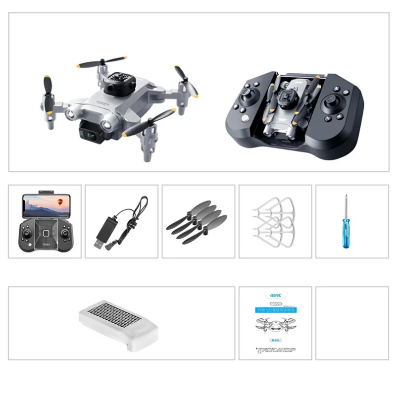 4DRC V30 Mini Folding Drone Five-Sided Obstacle Avoidance HD Dual Camera RC Quadcopter, 1 Battery - Grey