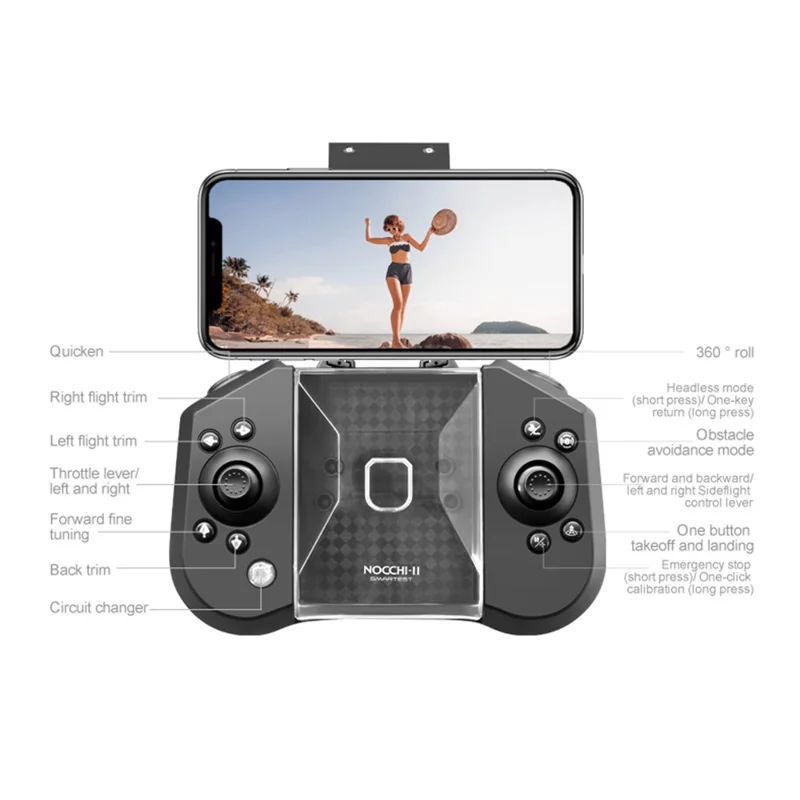 4DRC V30 Mini Folding Drone Five-Sided Obstacle Avoidance HD Dual Camera RC Quadcopter, 1 Battery - Grey