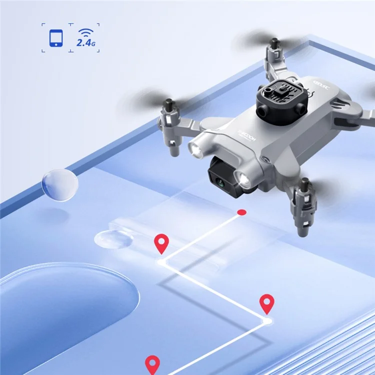 4DRC V30 HD Dual Camera RC Aircraft Five-Sided Obstacle Avoidance Mini Folding Drone, 2 Batteries - Grey