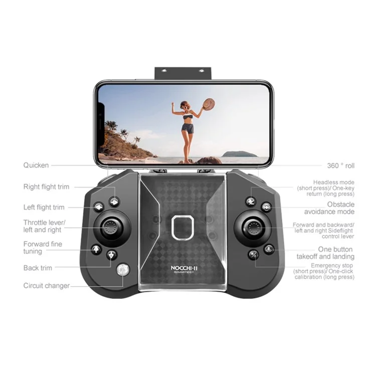 4DRC V30 HD Dual Camera RC Aircraft Five-Sided Obstacle Avoidance Mini Folding Drone, 2 Batteries - Grey